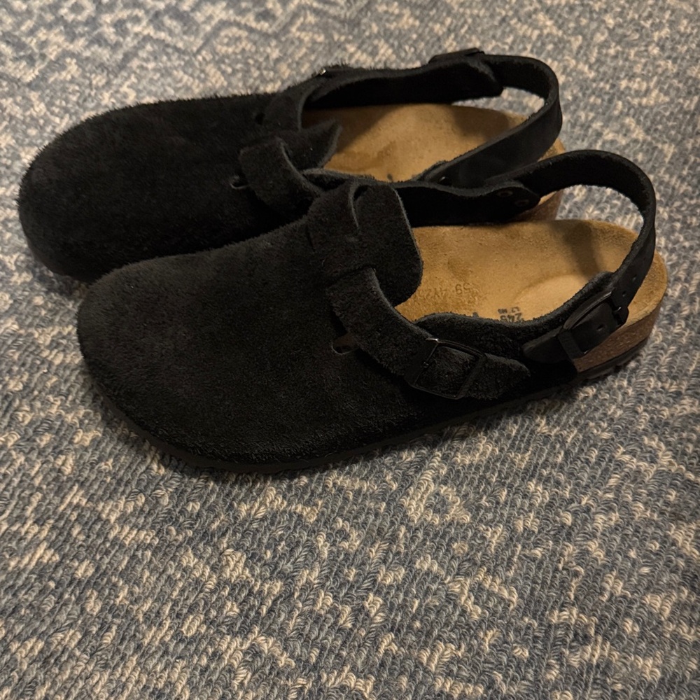 Birkenstock Black Suede Slip-On clogs